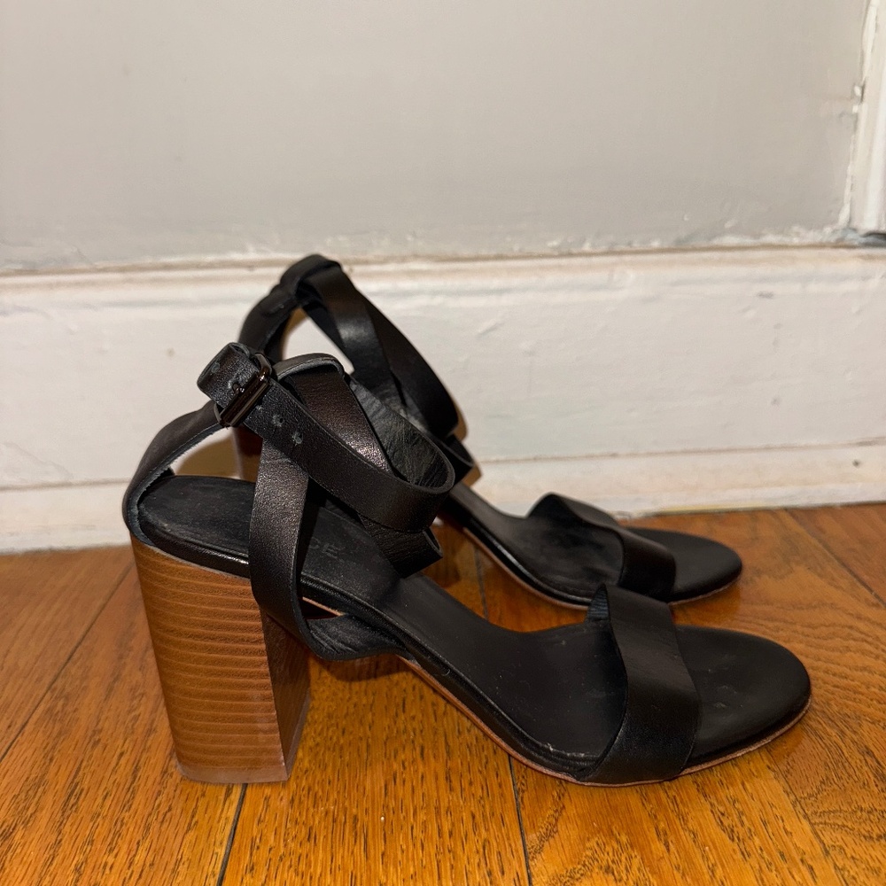 Vince Chunky Heel with Black Leather Straps - Size 6.5